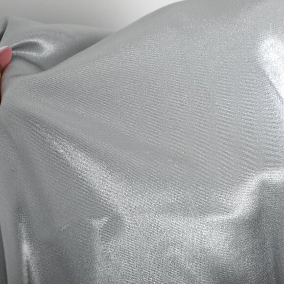 Vintage Satin Lounge Pajama Pants Silver Grey Silky Embroidered Floral Casual XL - Picture 4 of 7